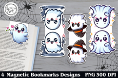 Cute Ghost / Halloween Magnetic Bookmarks 4 PNG Product Image 1