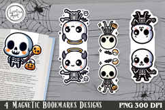 Cute Skeleton / Halloween Magnetic Bookmarks 4 PNG Product Image 1