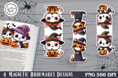 Cute Kitty / Halloween Magnetic Bookmarks 4 PNG Product Image 1