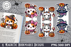 Cute Kitty / Halloween Magnetic Bookmarks 4 PNG Product Image 1