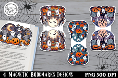 Cute Ghosts / Halloween Magnetic Bookmarks 4 PNG Product Image 1