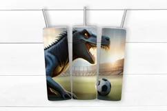 Tumbler Sublimation| Dinosaur Soccer Tumbler Wrap 20oz PNG Product Image 2