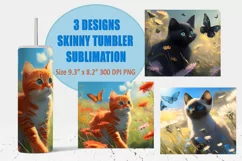 Cat Sublimation tumbler wrap | Summer cat | png Product Image 1