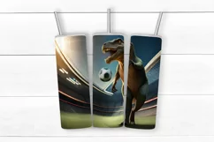 Tumbler Sublimation| Dinosaur Soccer Tumbler Wrap 20oz PNG Product Image 3
