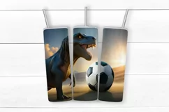 Tumbler Sublimation| Dinosaur Soccer Tumbler Wrap 20oz PNG Product Image 4