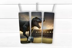 Tumbler Sublimation| Dinosaur Soccer Tumbler Wrap 20oz PNG Product Image 5