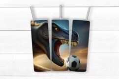 Tumbler Sublimation| Dinosaur Soccer Tumbler Wrap 20oz PNG Product Image 7