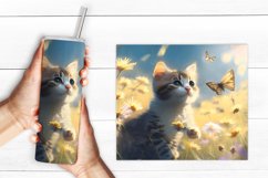 Cat Sublimation tumbler wrap | Summer cat | png Product Image 2