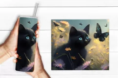 Cat Sublimation tumbler wrap | Summer cat | png Product Image 2