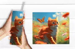 Cat Sublimation tumbler wrap | Summer cat | png Product Image 3