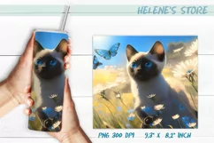 Cat Sublimation tumbler wrap | Summer kitty | png Product Image 1