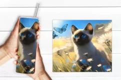 Cat Sublimation tumbler wrap | Summer cat | png Product Image 4