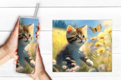 Cat Sublimation tumbler wrap | Summer cat | png Product Image 4