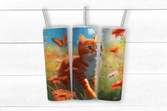 Kitty skinny tumbler wrap 20 oz | Summer cat | png Product Image 2