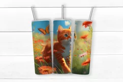 Cat Sublimation tumbler wrap | Summer cat | png Product Image 6
