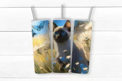 Cat Sublimation tumbler wrap | Summer kitty | png Product Image 2