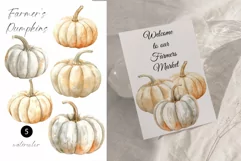Watercolor pumpkin clipart - Autumn pumpkin png - Fall Product Image 2