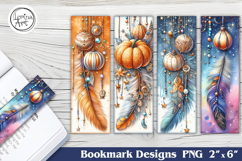 Halloween Boho Pumpkin Printable Bookmark 4 PNG Product Image 1