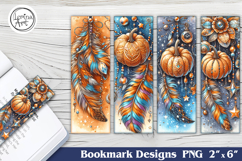 Halloween Boho Pumpkin Printable Bookmark 4 PNG Product Image 1
