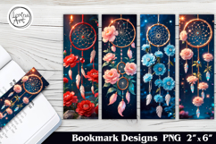 Flower Dream Catcher Printable Bookmark 4 PNG Product Image 1