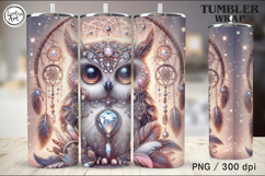 4 Owl Tumbler Sublimation, 20 oz Tumbler Wrap Product Image 5