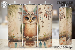 4 Owl Tumbler Sublimation, 20 oz Tumbler Wrap Product Image 4