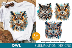 Watercolor Owl Sublimation design PNG Product Image 1