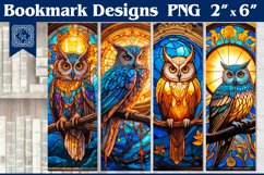 Owl Stained Glass Printable Bookmark 4 PNG Product Image 1