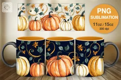 Cute pumpkins mug wrap PNG sublimation. 11 & 15 oz mug Product Image 1