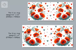 Red Poppies mug PNG sublimation. 11 & 15 oz mug wrap PNG Product Image 2