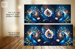 Peacock mug PNG sublimation. 11 & 15 oz mug wrap PNG Product Image 2