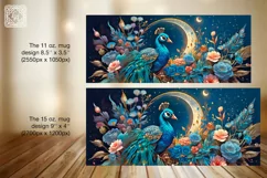 Peacock mug PNG sublimation. 11 & 15 oz mug wrap PNG Product Image 2
