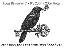 Raven with Ornate Key Embroidery Product Image 2