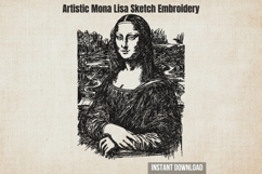 Artistic Mona Lisa Sketch Embroidery Product Image 1