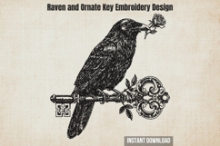 Raven with Ornate Key Embroidery Product Image 1