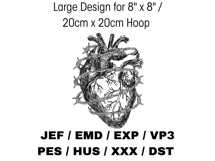 Anatomical Heart with Barbed Wire Blackwork Product Image 2