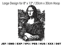 Artistic Mona Lisa Sketch Embroidery Product Image 2