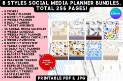 8 Styles Printable Social Media Planner Template Bundle Product Image 1