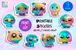 9 Cute Neonik Stickers |A4 printable JPEG and 9 separate PNG Product Image 1