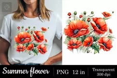 Summer flower Poppies t-shirt sublimation print design png Product Image 4
