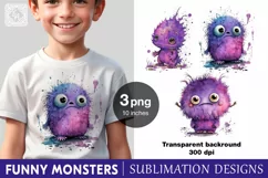 Funny Monsters clipart, print design 1PNG Product Image 1