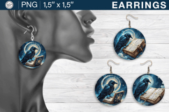 Raven earrings sublimation designs, 3 PNG Product Image 1