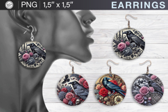 Raven earrings sublimation designs, 4 PNG Product Image 1