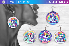 Rainbow Unicorn earrings sublimation designs, 4 PNG Product Image 1