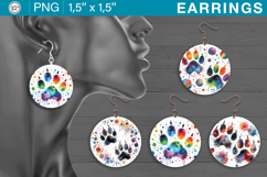 Cute Paws earrings sublimation designs, 4 PNG Product Image 1