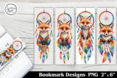 Fox Dreamcatcher Printable Bookmark 4 PNG Product Image 1