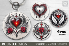 Round Pattern. Heart Dream. Coaster/keychain/magnets PNG Product Image 1