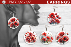 Red Poppies earrings sublimation designs, 4 PNG Product Image 1
