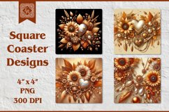 Valentines Sunflower Coaster Sublimation, PNG Product Image 1