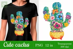 Cute Cactus t-shirt sublimation print design png Product Image 2